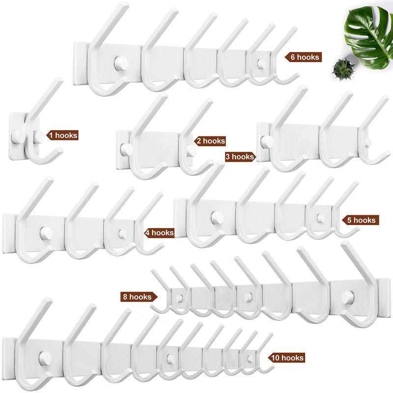 WEBI Coat Rack Wall Mounted,Coat Hooks Wall Mount,Wall Coat Hanger,5 Hooks for Hanging Jacket,Coats,Hats,Clothes,White,2 Packs - Image 4